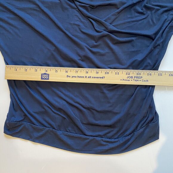 AKIRA Chicago Red Label Womens Sz M Blue Faux Suede Blouse Open Back Dolman Slve - Picture 11 of 11